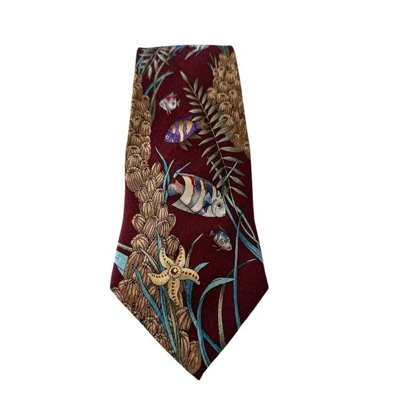 Vintage Tie Tropicals by Tango 100% Silk Fishing Ocean Tropical Beach Outdoor - Picture 2 of 8